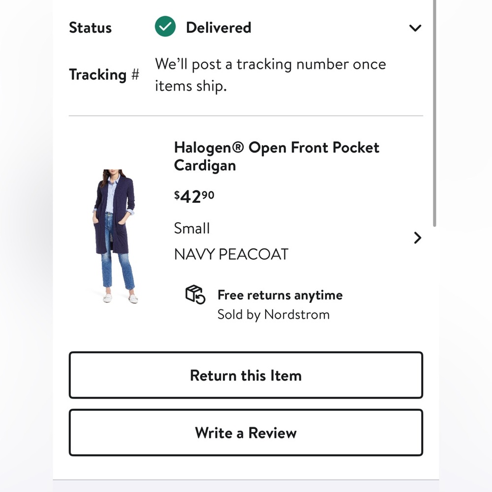 Halogen Navy Front Open Cashmere Blend Cardigan with Pockets - Small - Picture 8 of 8